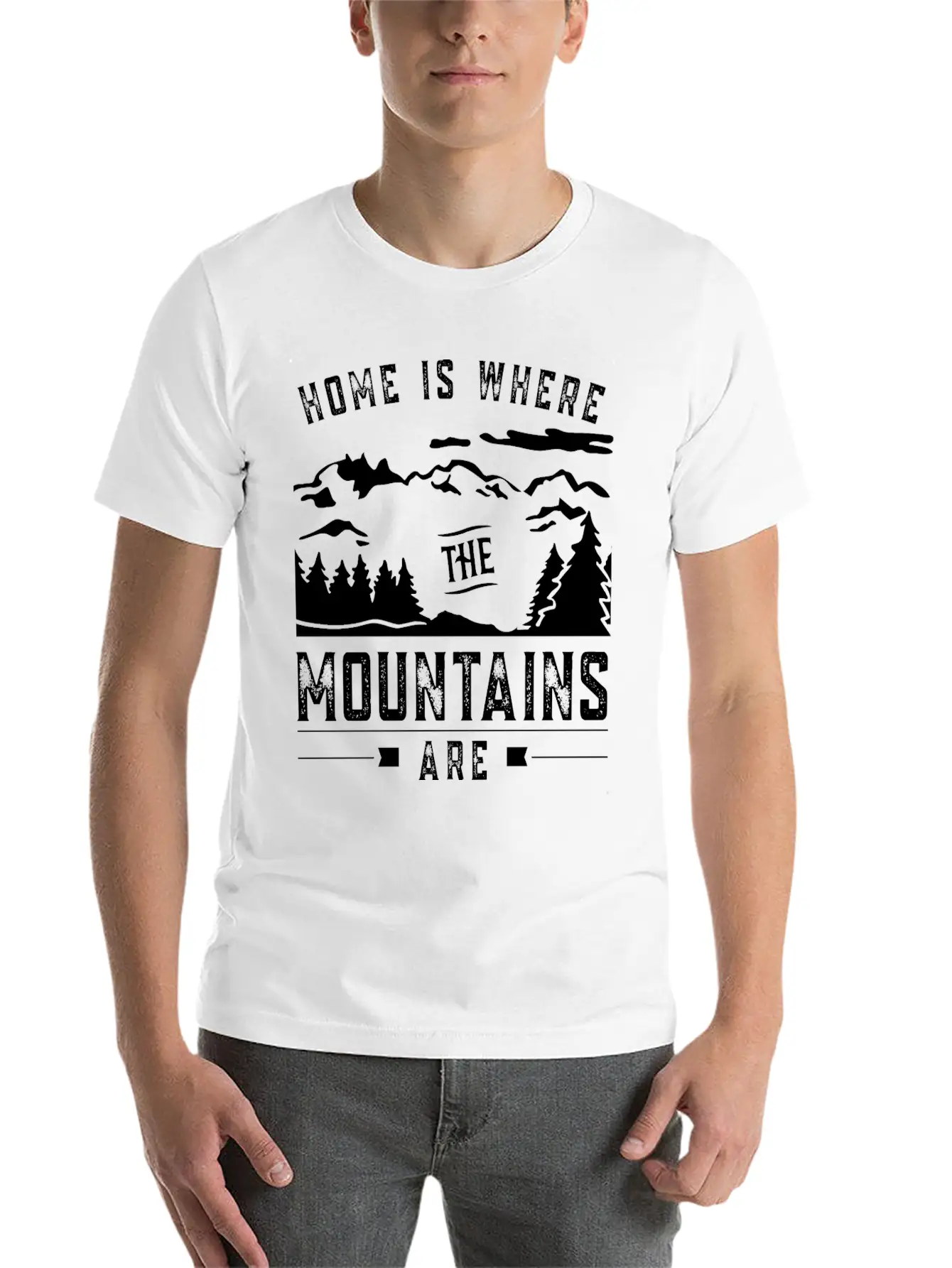 Home Is Where The Mountains Are Mountain Hike Casual Graphic T-Shirt – Simple And Comfortable Daily Wear