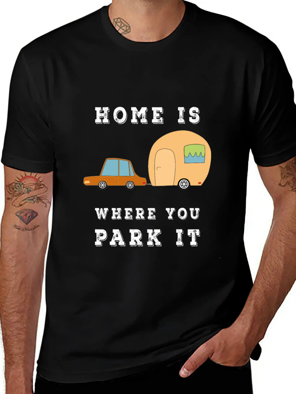 Home Is Where You Park It - Camper Camping Fun Unisex Casual T-Shirt – Clean Design For Daily Comfort