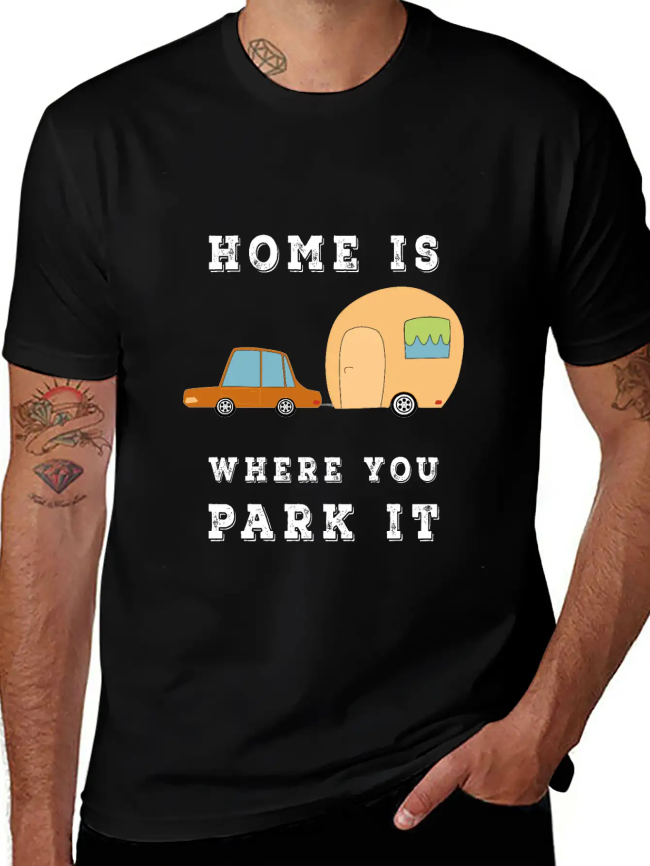 Home Is Where You Park It - Camper Camping Fun Unisex Casual T-Shirt – Clean Design For Daily Comfort