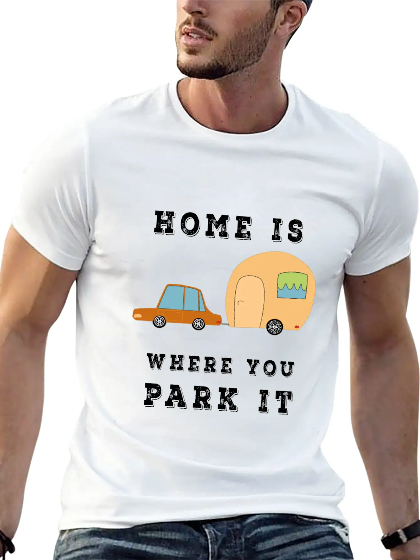 Home Is Where You Park It - Camper Camping Fun Unisex Casual T-Shirt – Clean Design For Daily Comfort