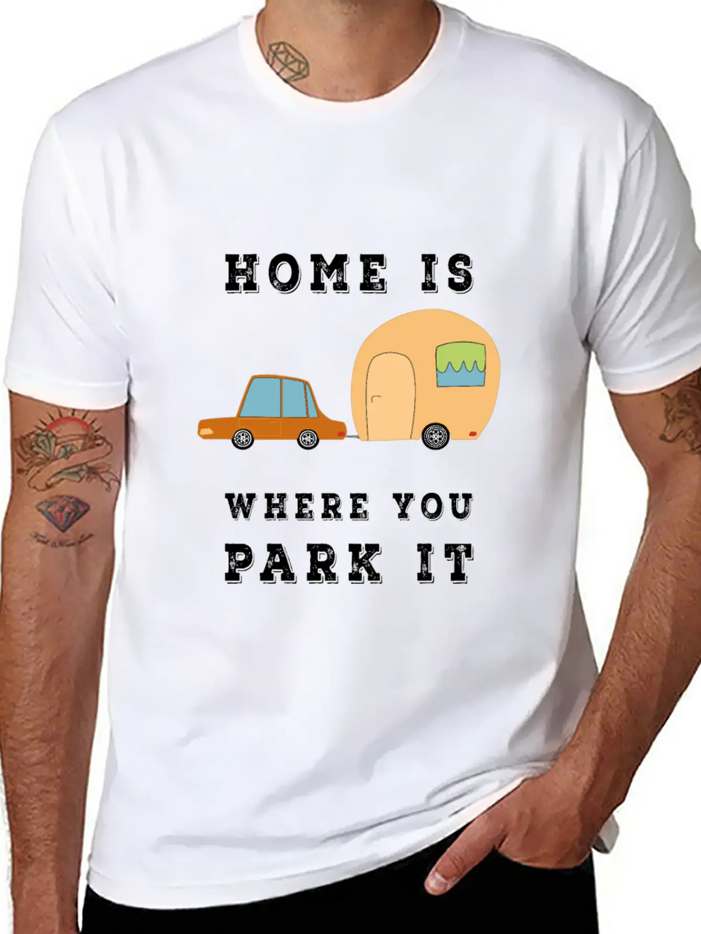 Home Is Where You Park It - Camper Camping Fun Unisex Casual T-Shirt – Clean Design For Daily Comfort