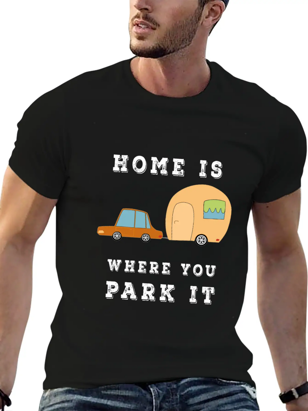 Home Is Where You Park It - Camper Camping Fun Unisex Casual T-Shirt – Clean Design For Daily Comfort