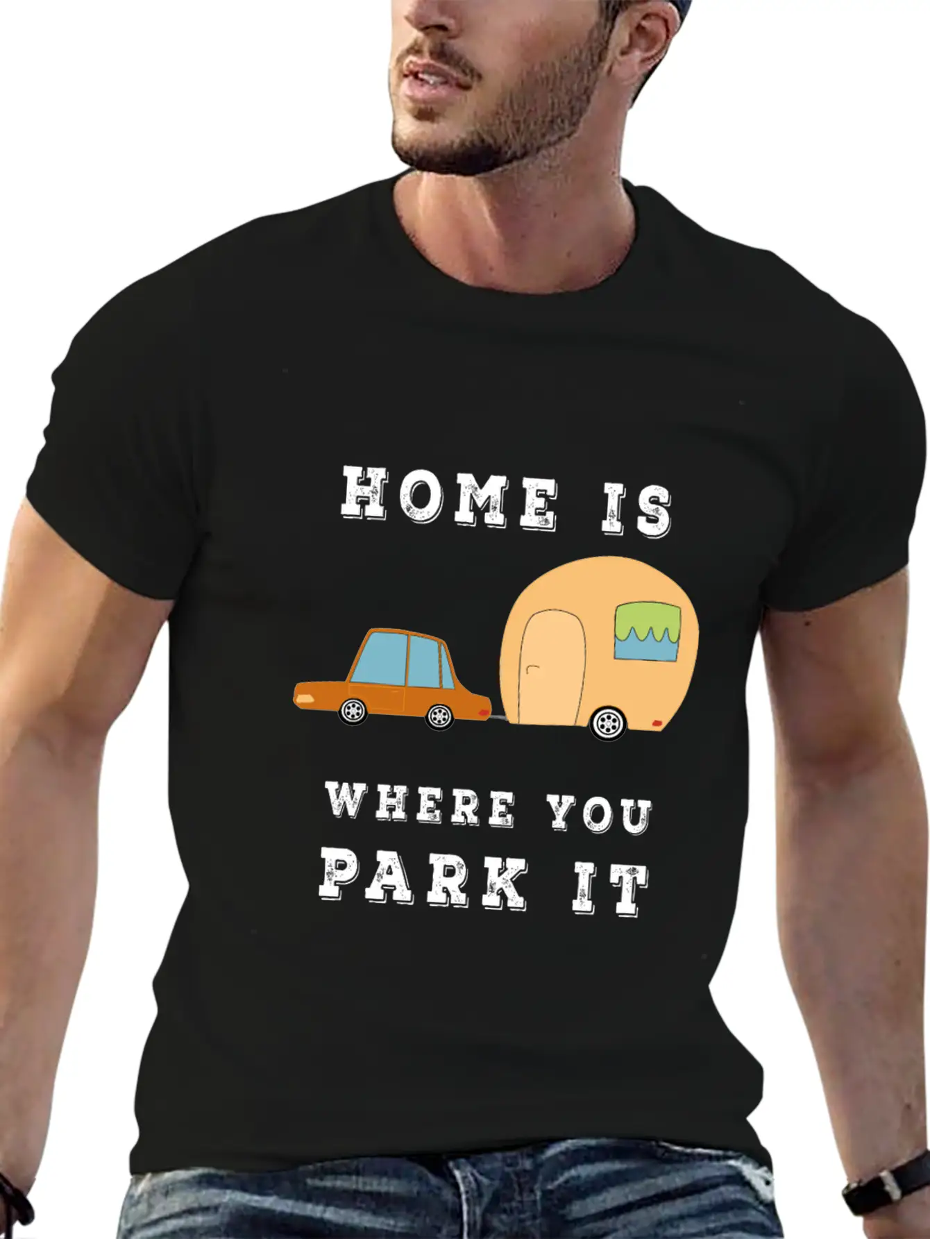 Home Is Where You Park It - Camper Camping Fun Unisex Casual T-Shirt – Clean Design For Daily Comfort