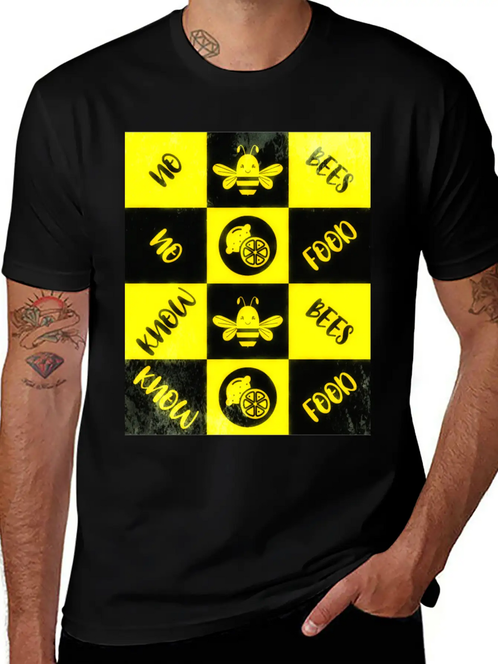 Honey Bee Day NO BEES NO FOOD Grunge Collage Unisex Casual T-Shirt – Clean Design For Daily Comfort