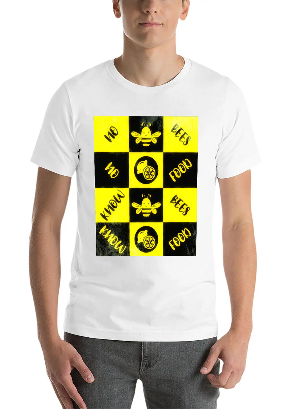Honey Bee Day NO BEES NO FOOD Grunge Collage Unisex Casual T-Shirt – Clean Design For Daily Comfort