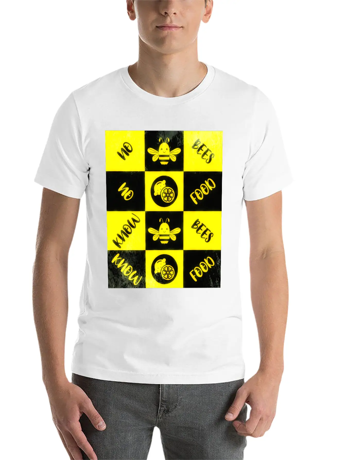 Honey Bee Day NO BEES NO FOOD Grunge Collage Unisex Casual T-Shirt – Clean Design For Daily Comfort