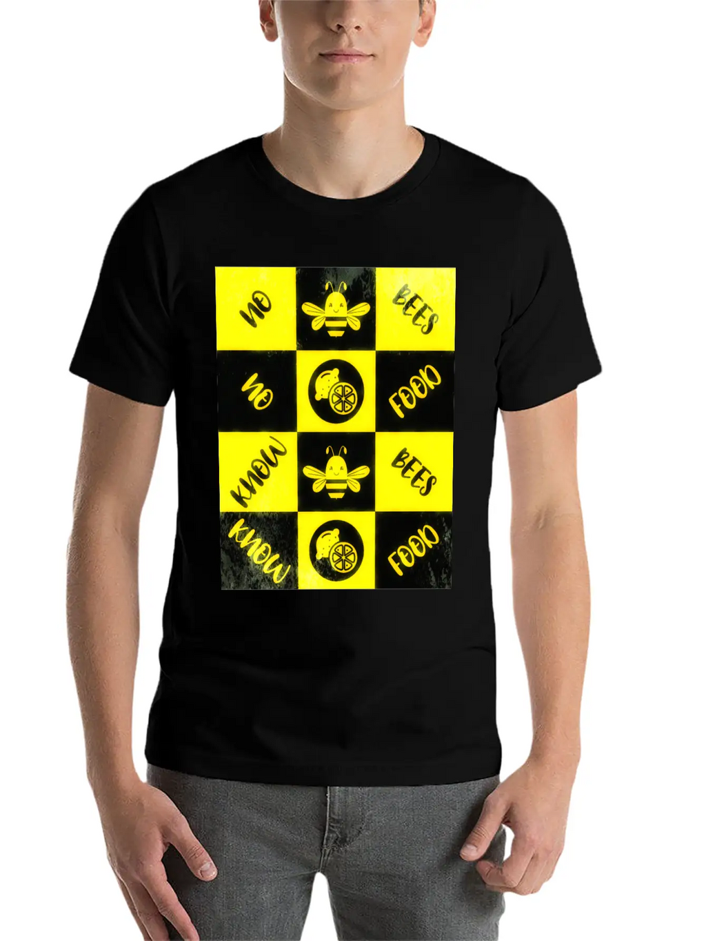Honey Bee Day NO BEES NO FOOD Grunge Collage Unisex Casual T-Shirt – Clean Design For Daily Comfort
