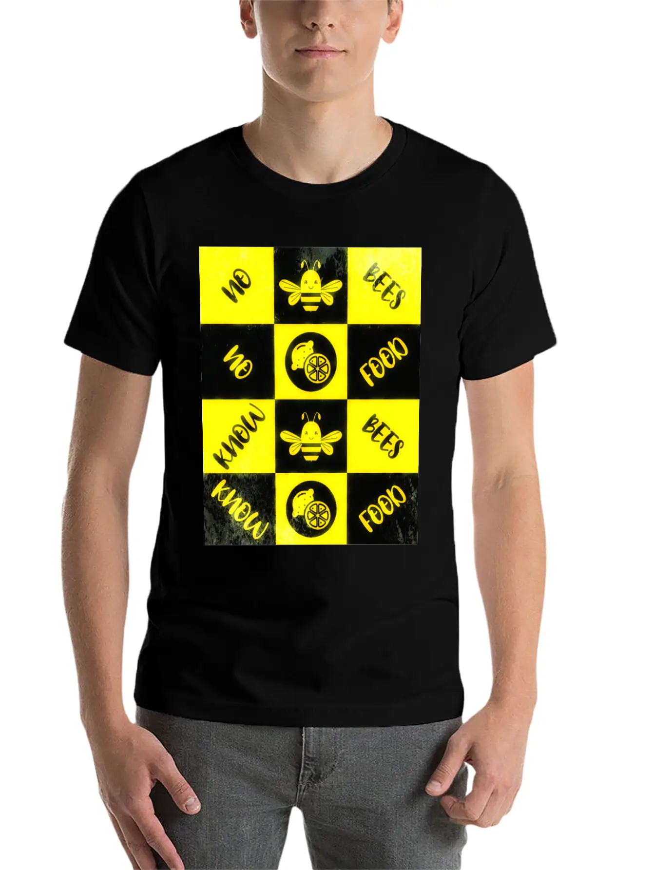 Honey Bee Day NO BEES NO FOOD Grunge Collage Unisex Casual T-Shirt – Clean Design For Daily Comfort