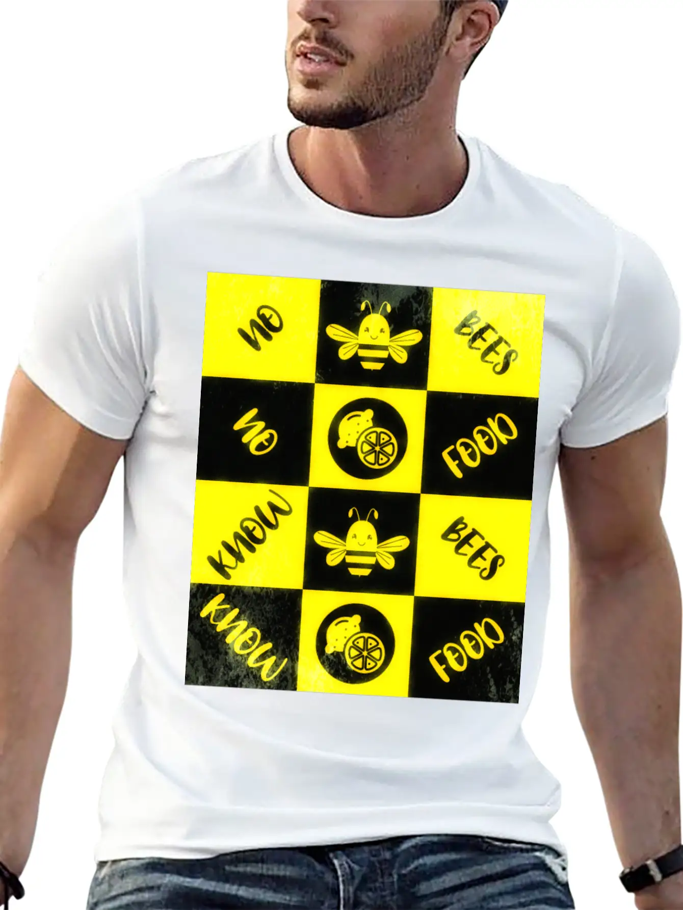 Honey Bee Day NO BEES NO FOOD Grunge Collage Unisex Casual T-Shirt – Clean Design For Daily Comfort