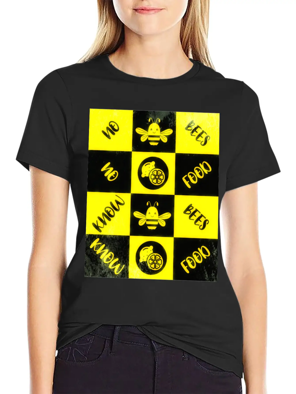 Honey Bee Day NO BEES NO FOOD Grunge Collage Unisex Casual T-Shirt – Clean Design For Daily Comfort