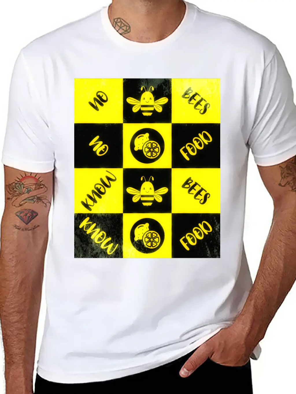 Honey Bee Day NO BEES NO FOOD Grunge Collage Unisex Casual T-Shirt – Clean Design For Daily Comfort