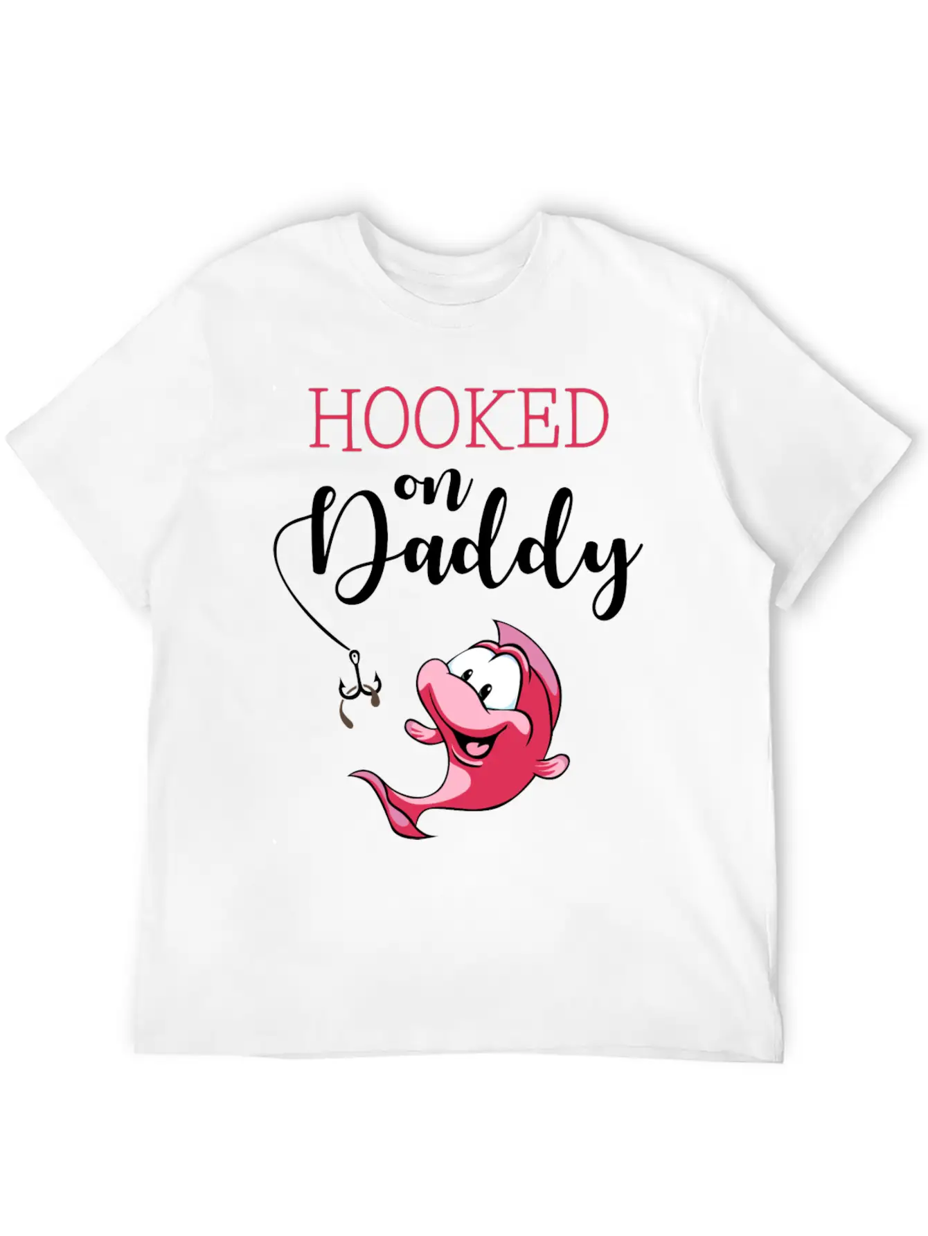 Hooked On Daddy_Pink Casual Graphic T-Shirt – Simple And Comfortable Daily Wear