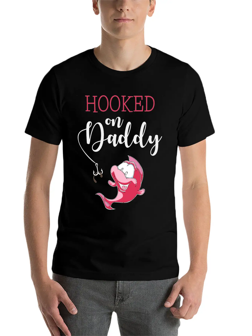 Hooked On Daddy_Pink Casual Graphic T-Shirt – Simple And Comfortable Daily Wear