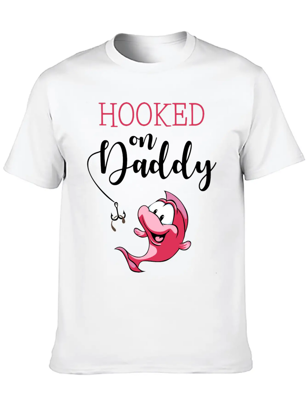Hooked On Daddy_Pink Casual Graphic T-Shirt – Simple And Comfortable Daily Wear