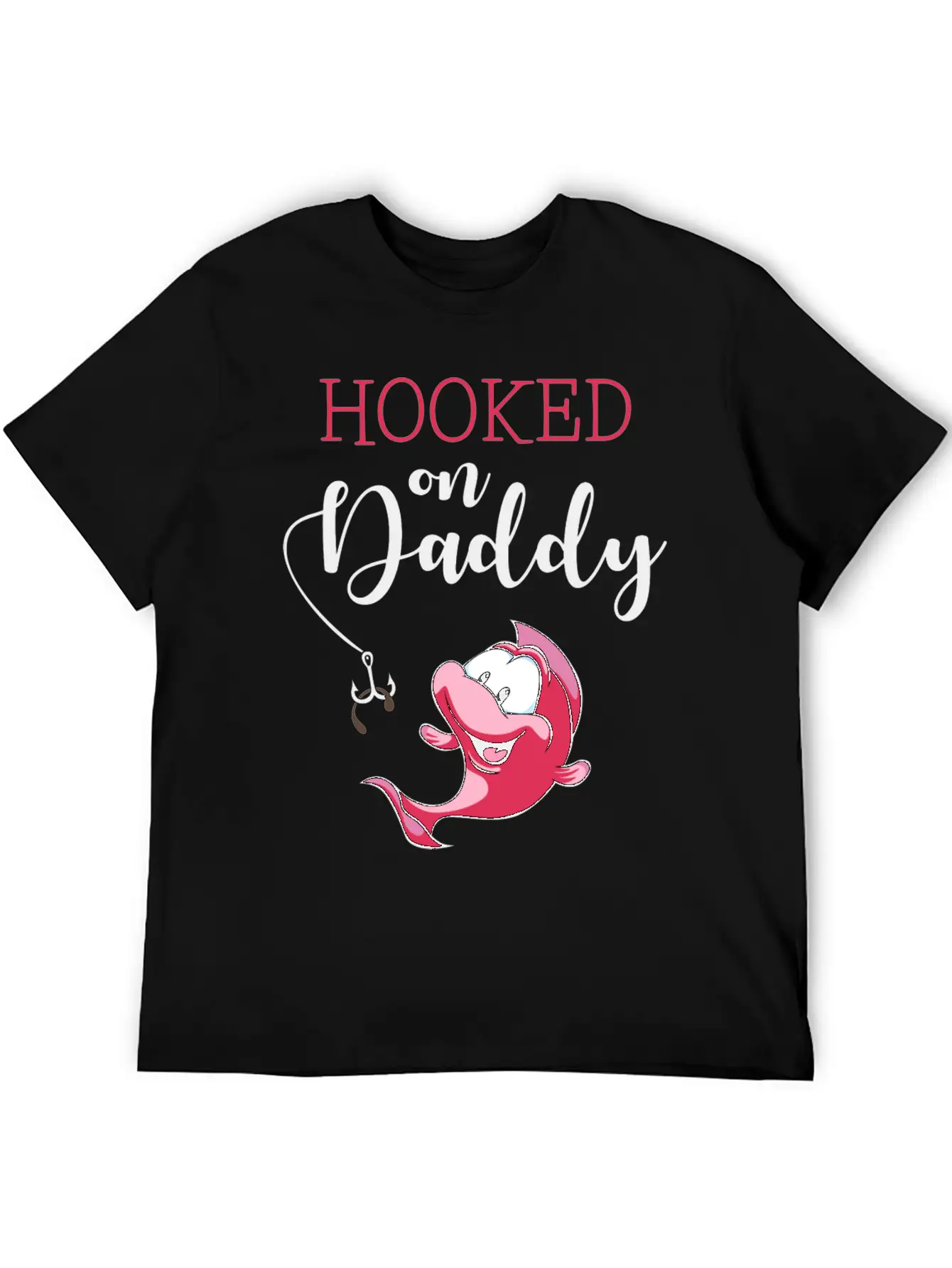 Hooked On Daddy_Pink Casual Graphic T-Shirt – Simple And Comfortable Daily Wear