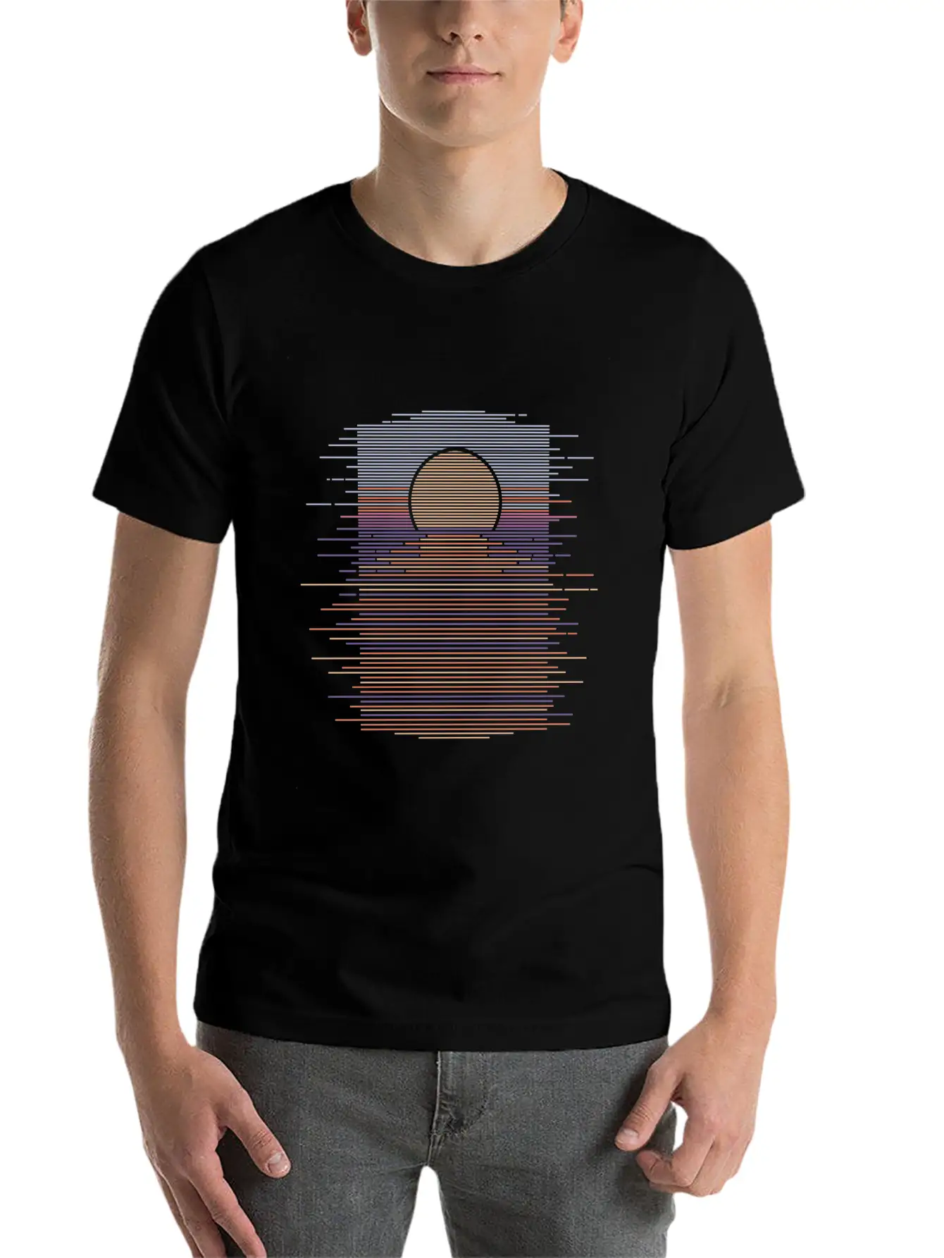 HORIZON SUNSET Unisex Short Sleeve Soft Cotton T-Shirt – Casual Everyday Wear