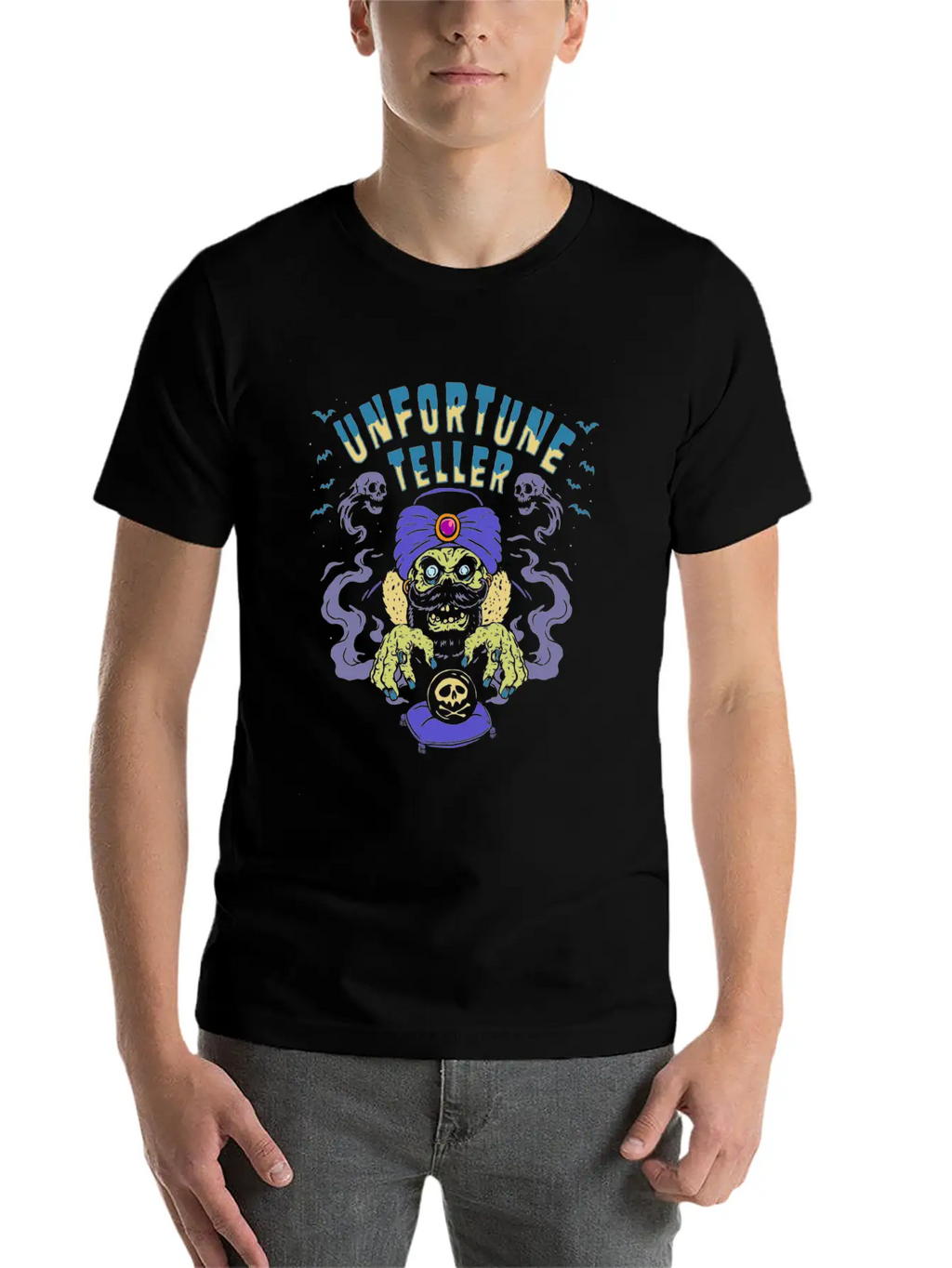 Horror Art Fortune Teller Zombie Psychobilly Punk Unisex Short Sleeve Soft Cotton T-Shirt – Casual Everyday Wear