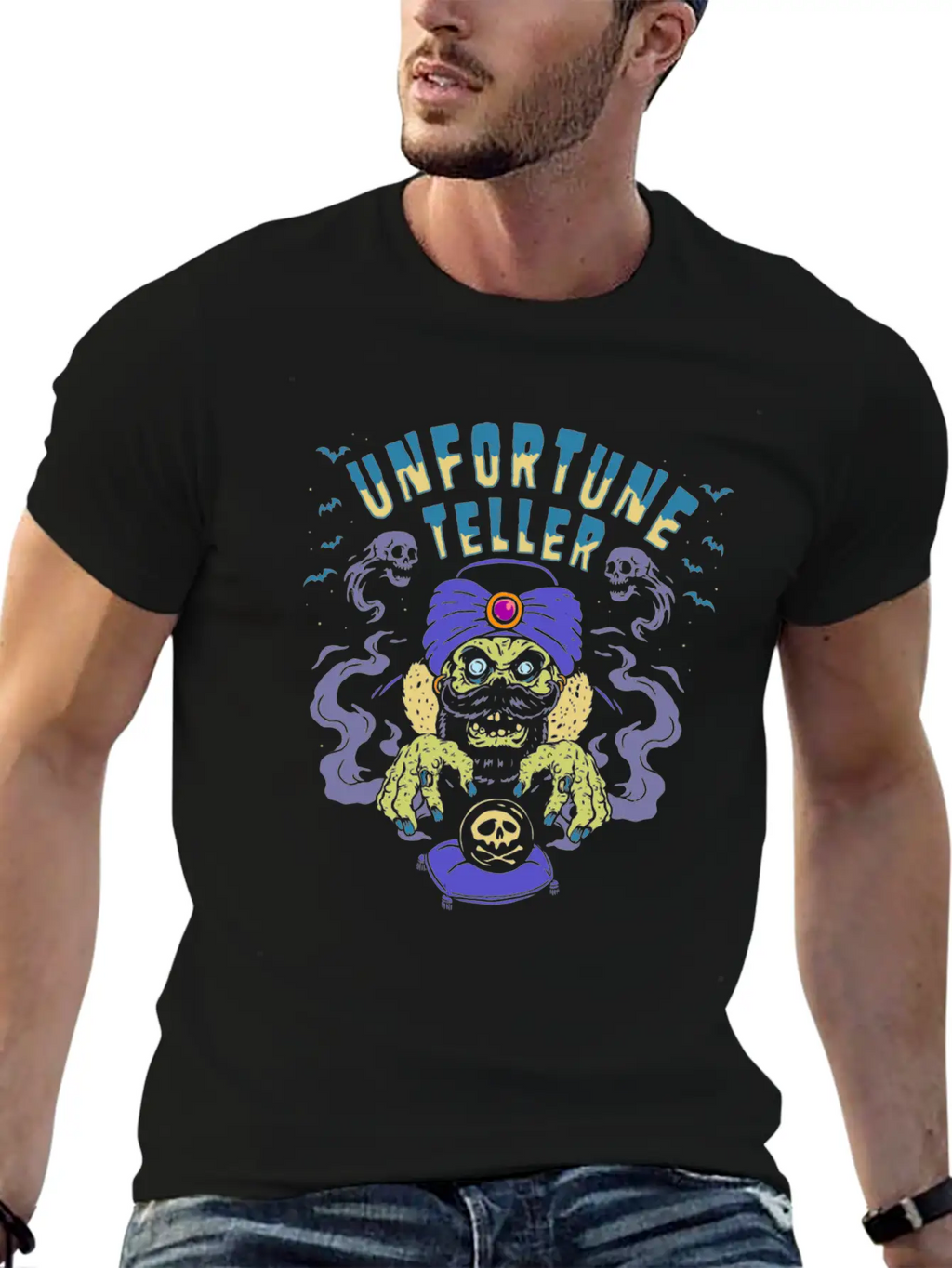 Horror Art Fortune Teller Zombie Psychobilly Punk Unisex Short Sleeve Soft Cotton T-Shirt – Casual Everyday Wear