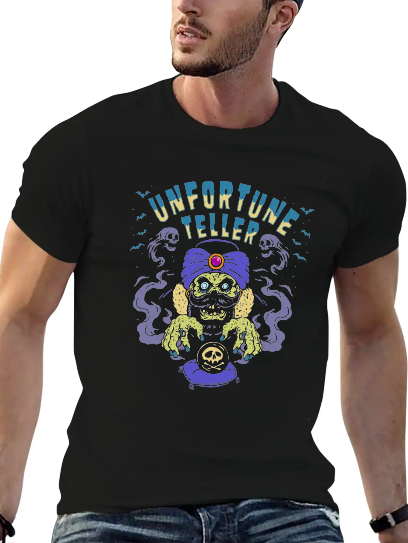 Horror Art Fortune Teller Zombie Psychobilly Punk Unisex Short Sleeve Soft Cotton T-Shirt – Casual Everyday Wear