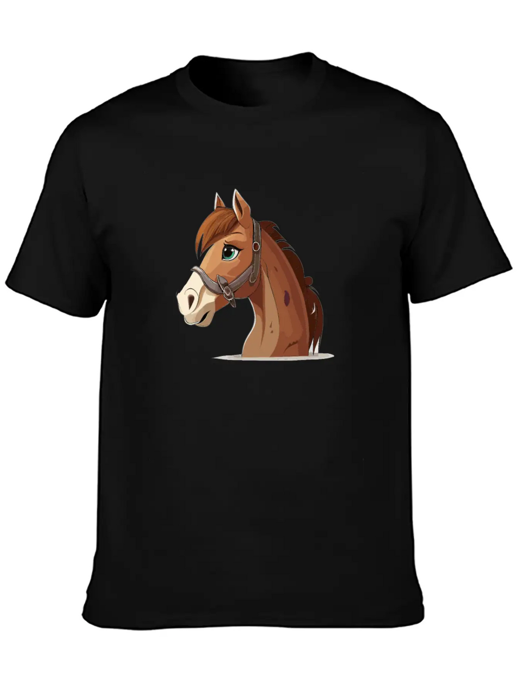 Horse Cartoon Style Classic Fit Graphic Tee For Daily Comfort – Unisex Cotton Shirt
