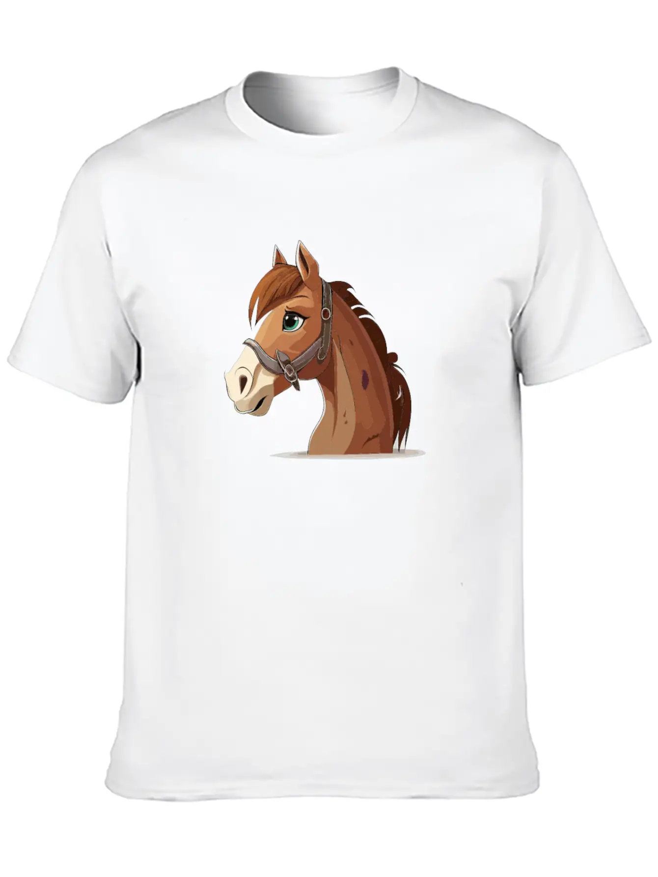 Horse Cartoon Style Classic Fit Graphic Tee For Daily Comfort – Unisex Cotton Shirt