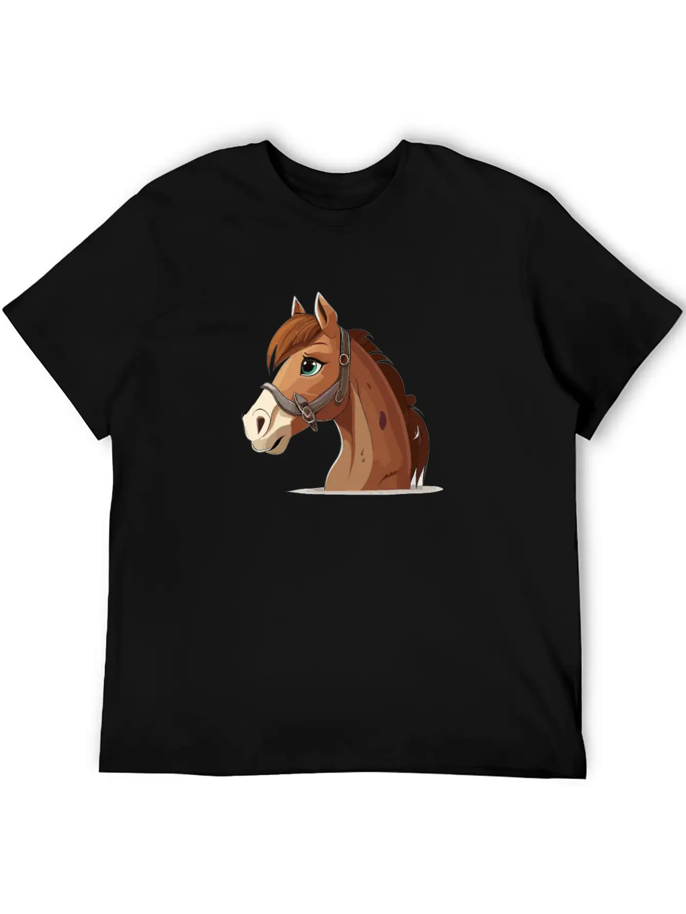 Horse Cartoon Style Classic Fit Graphic Tee For Daily Comfort – Unisex Cotton Shirt
