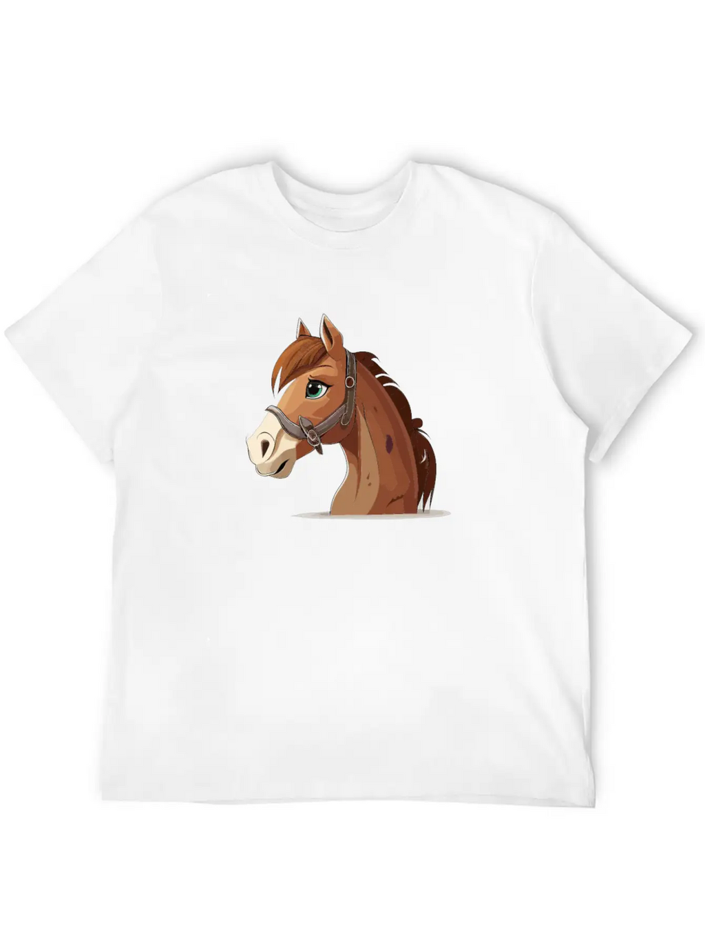 Horse Cartoon Style Classic Fit Graphic Tee For Daily Comfort – Unisex Cotton Shirt