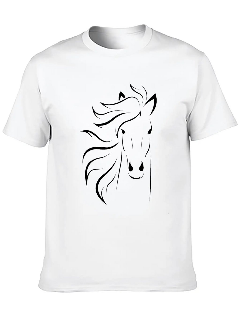 Horse Face White Unisex Short Sleeve Soft Cotton T-Shirt – Casual Everyday Wear