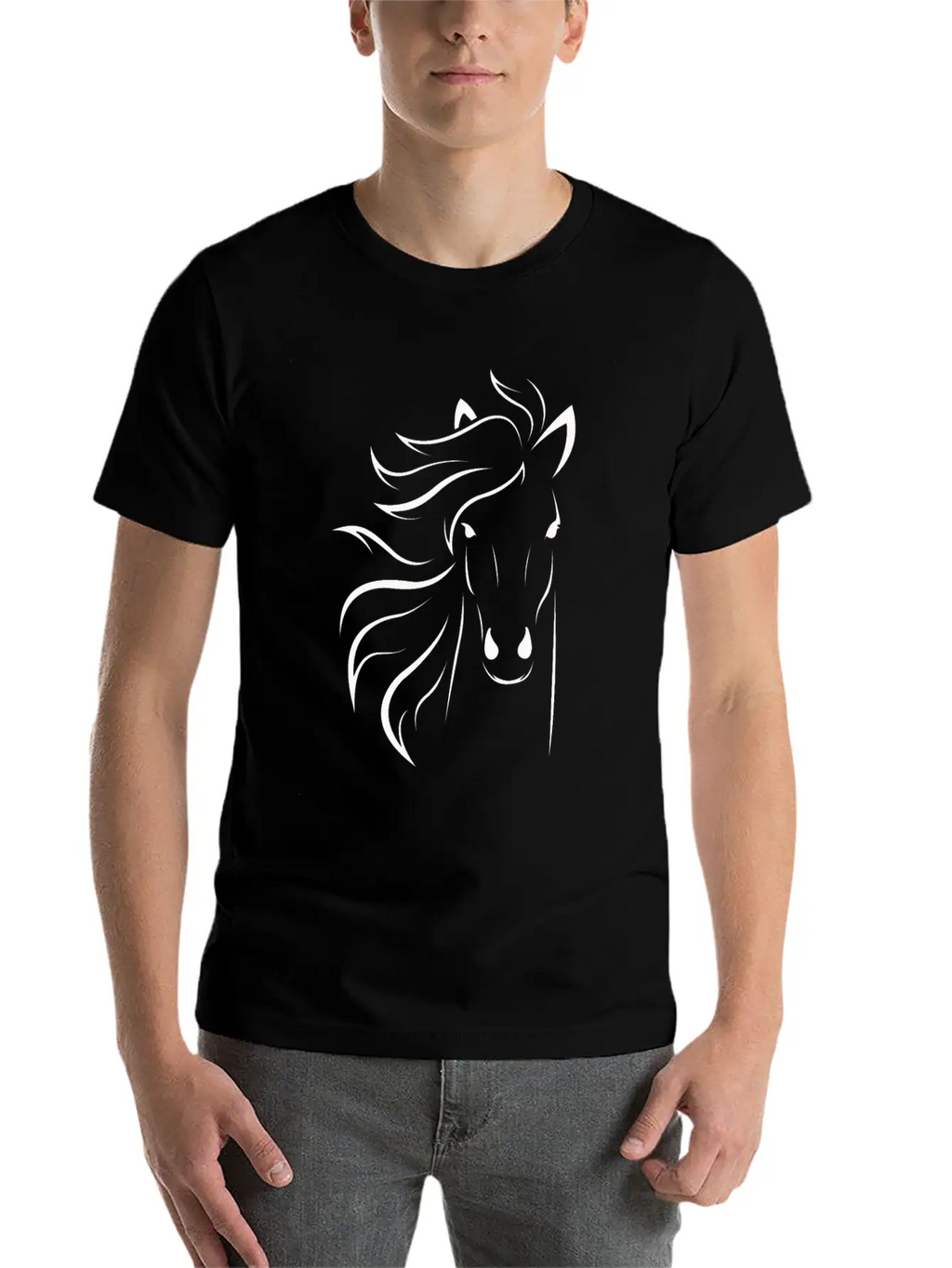 Horse Face White Unisex Short Sleeve Soft Cotton T-Shirt – Casual Everyday Wear