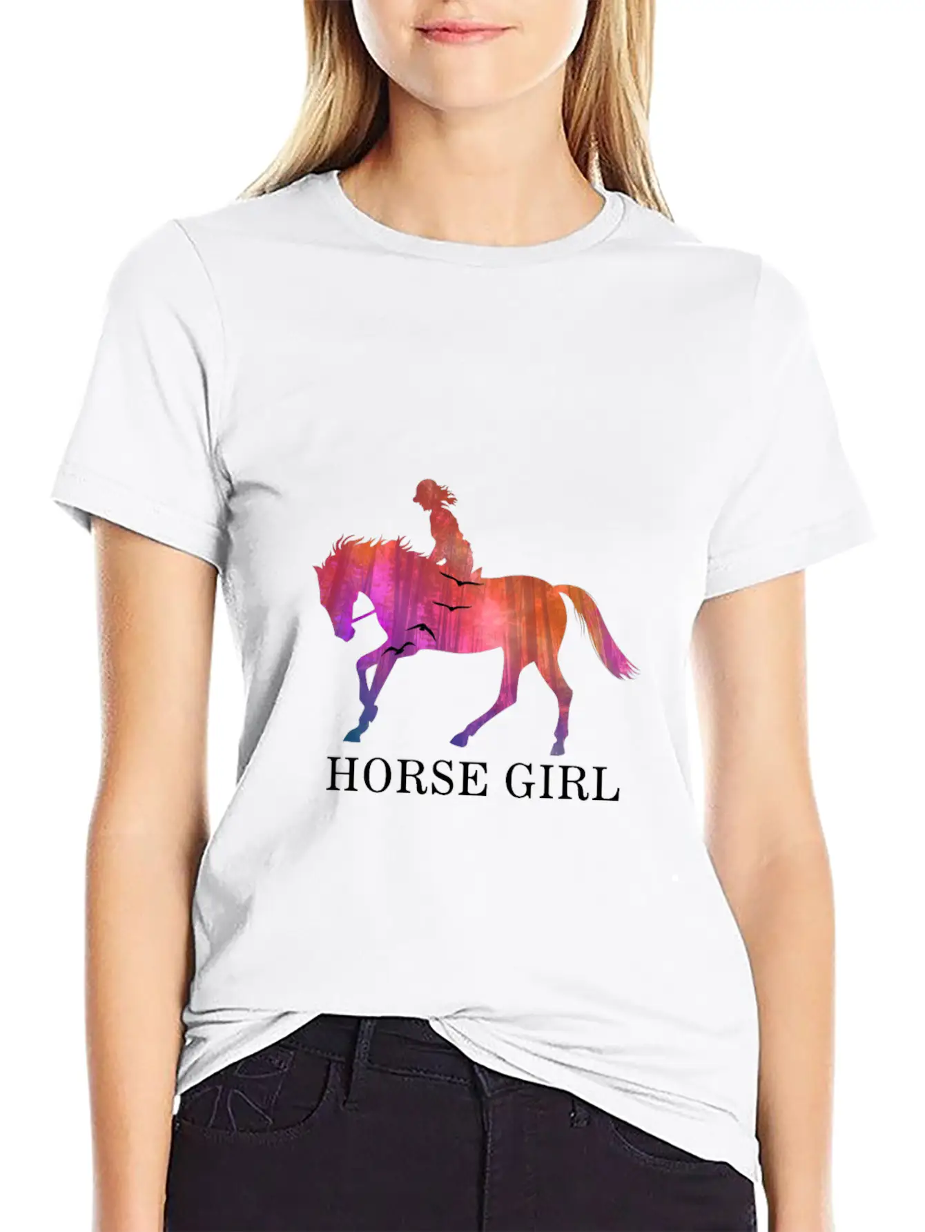 Horse Girl I Love My Horses Racing Riding Unisex Short Sleeve Soft Cotton T-Shirt – Casual Everyday Wear