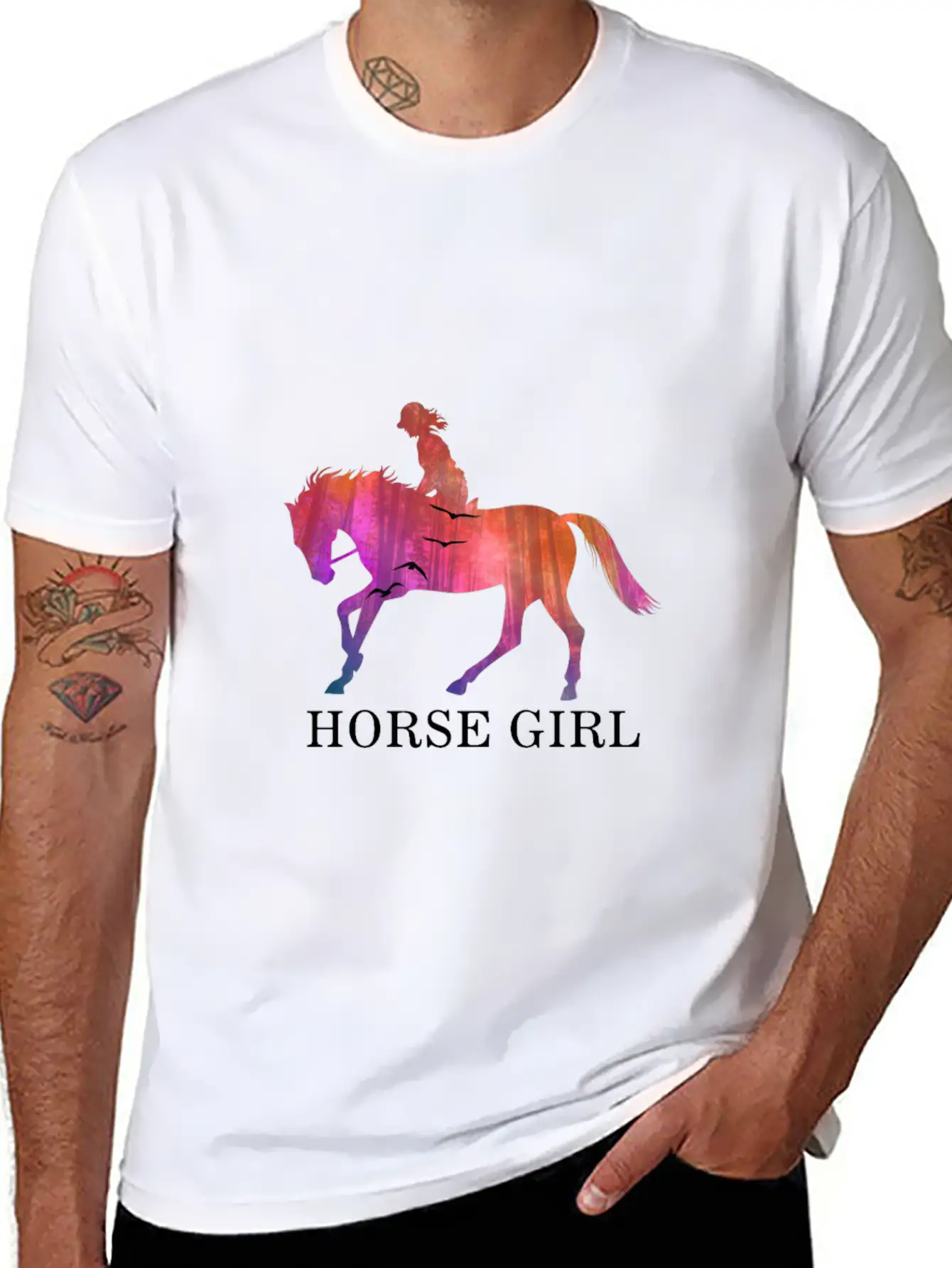 Horse Girl I Love My Horses Racing Riding Unisex Short Sleeve Soft Cotton T-Shirt – Casual Everyday Wear