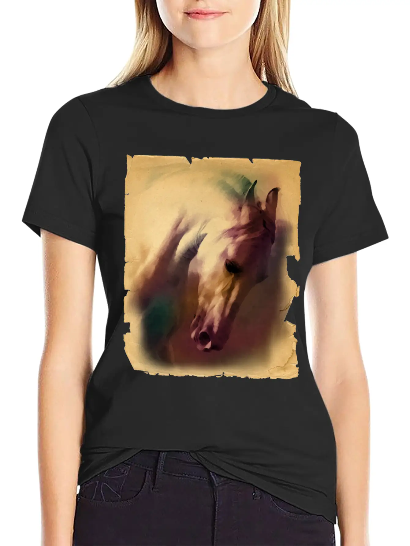 Horse Head Casual Graphic T-Shirt – Simple And Comfortable Daily Wear