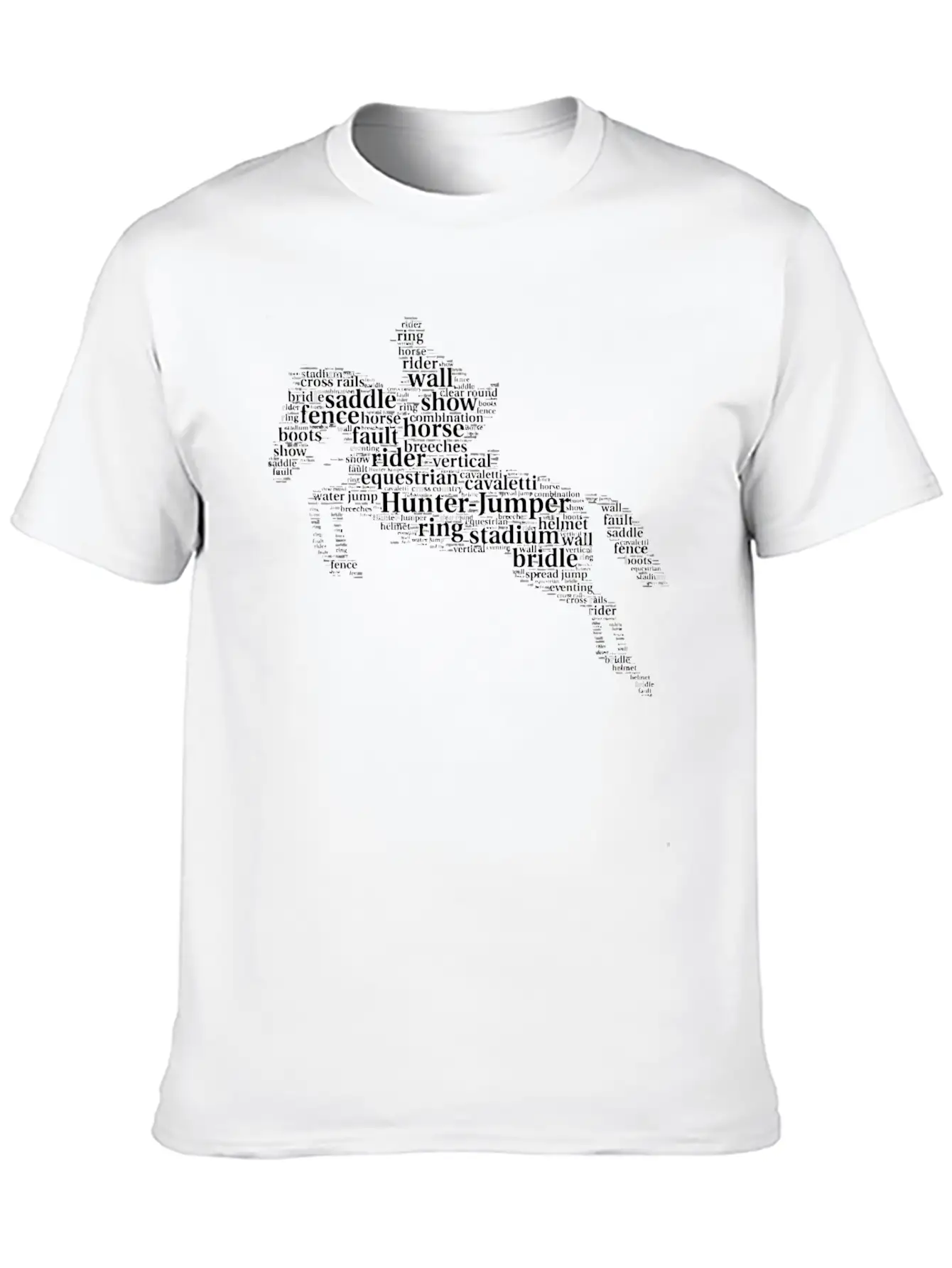 Horse Jumping Word Cloud For Horse Lovers Essential Cotton Tee For Daily Outfits – Unisex Style