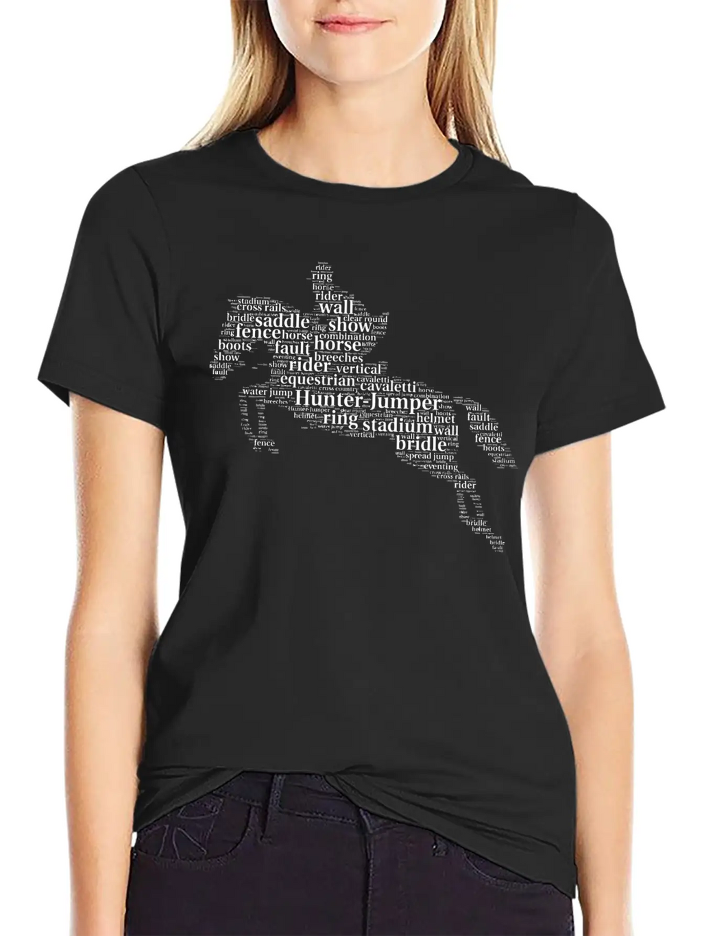 Horse Jumping Word Cloud For Horse Lovers Essential Cotton Tee For Daily Outfits – Unisex Style