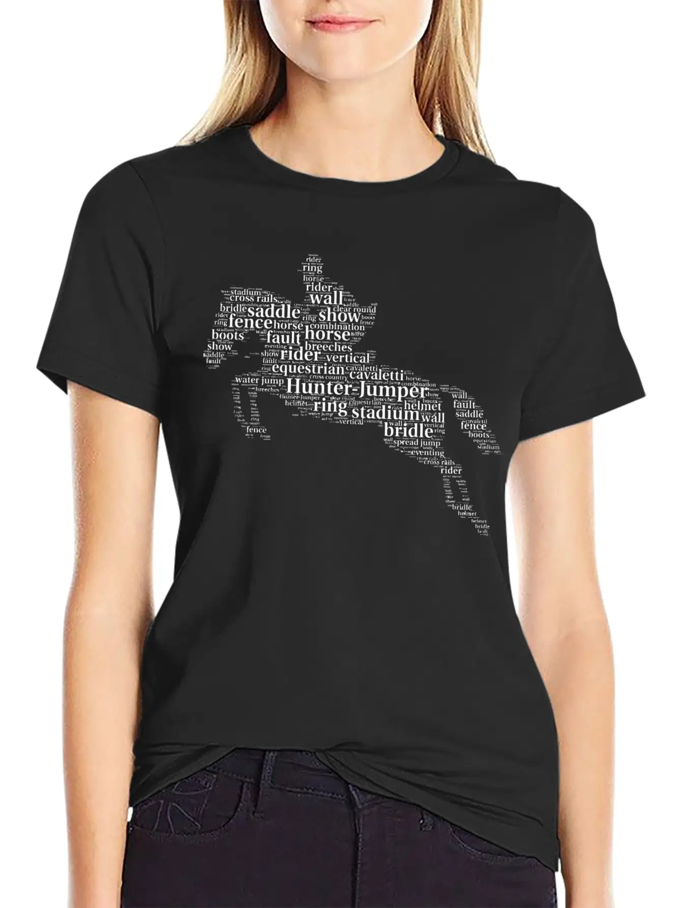 Horse Jumping Word Cloud For Horse Lovers Essential Cotton Tee For Daily Outfits – Unisex Style
