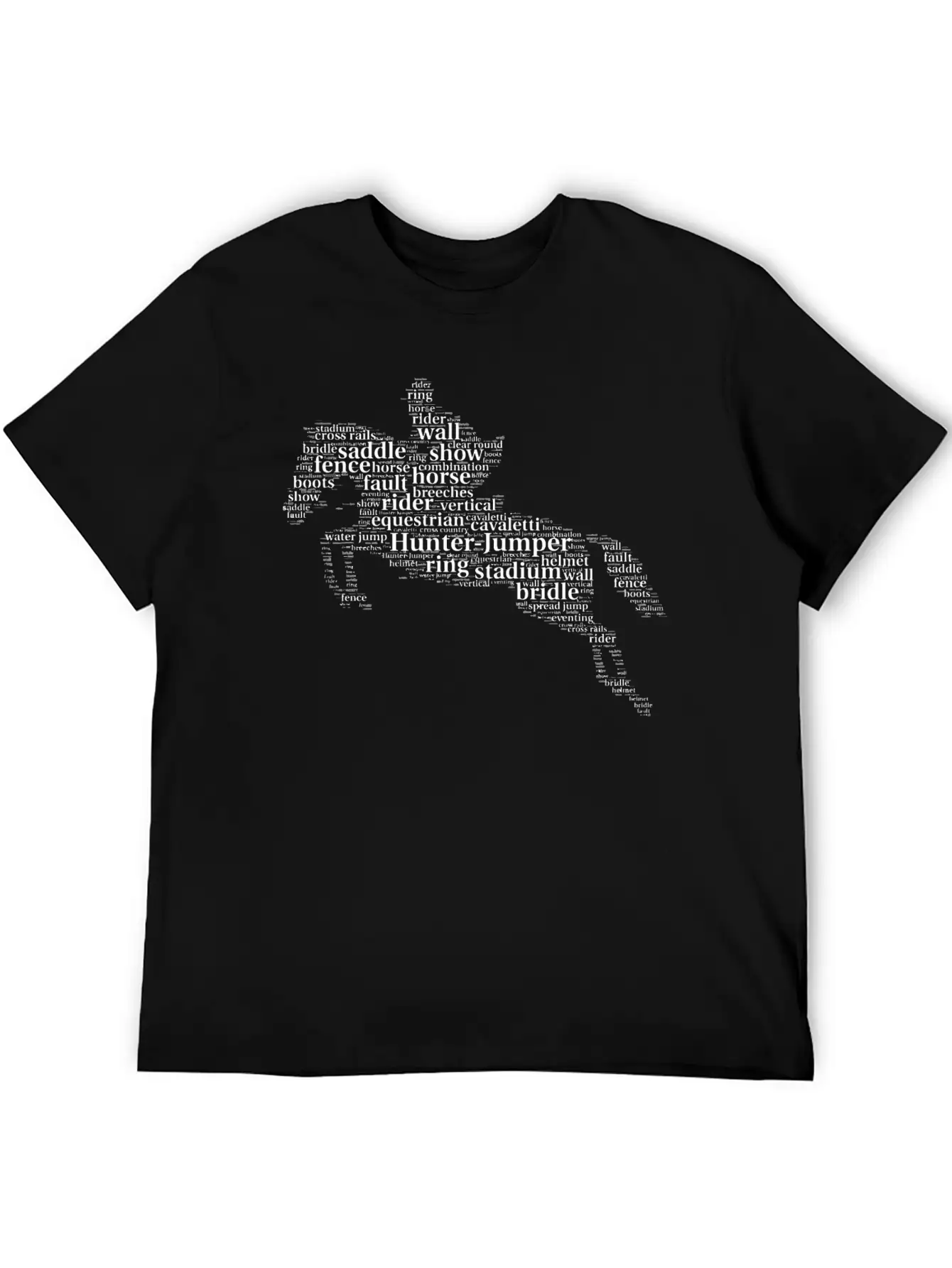 Horse Jumping Word Cloud For Horse Lovers Essential Cotton Tee For Daily Outfits – Unisex Style