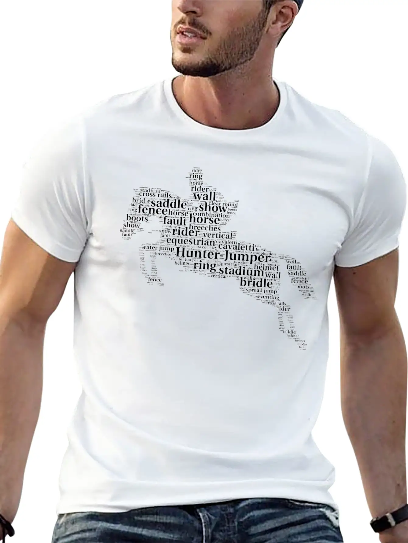 Horse Jumping Word Cloud For Horse Lovers Essential Cotton Tee For Daily Outfits – Unisex Style