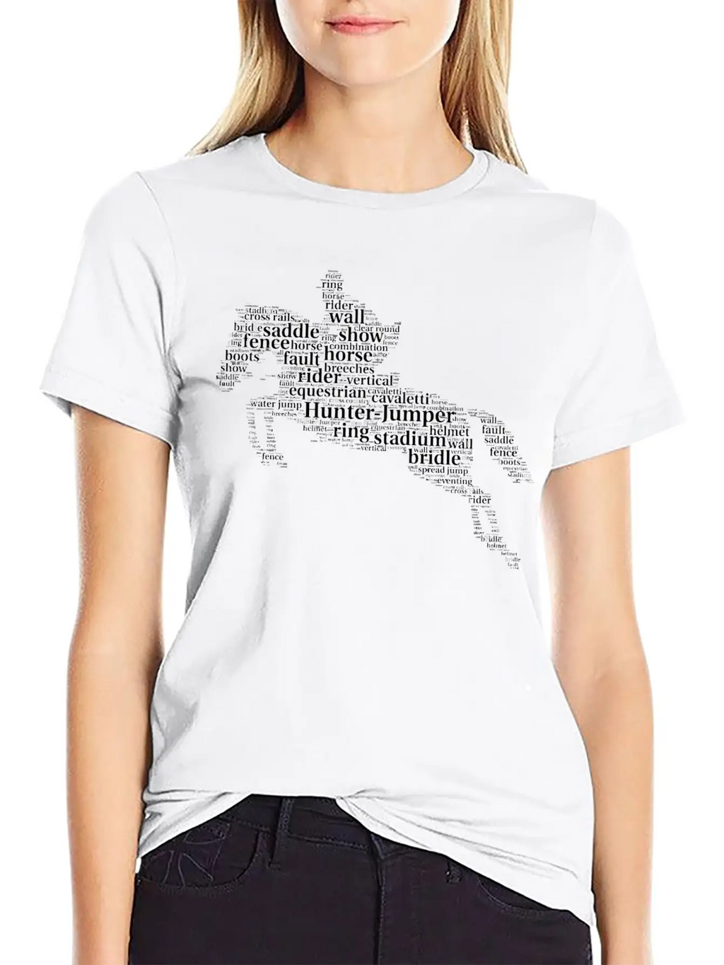 Horse Jumping Word Cloud For Horse Lovers Essential Cotton Tee For Daily Outfits – Unisex Style