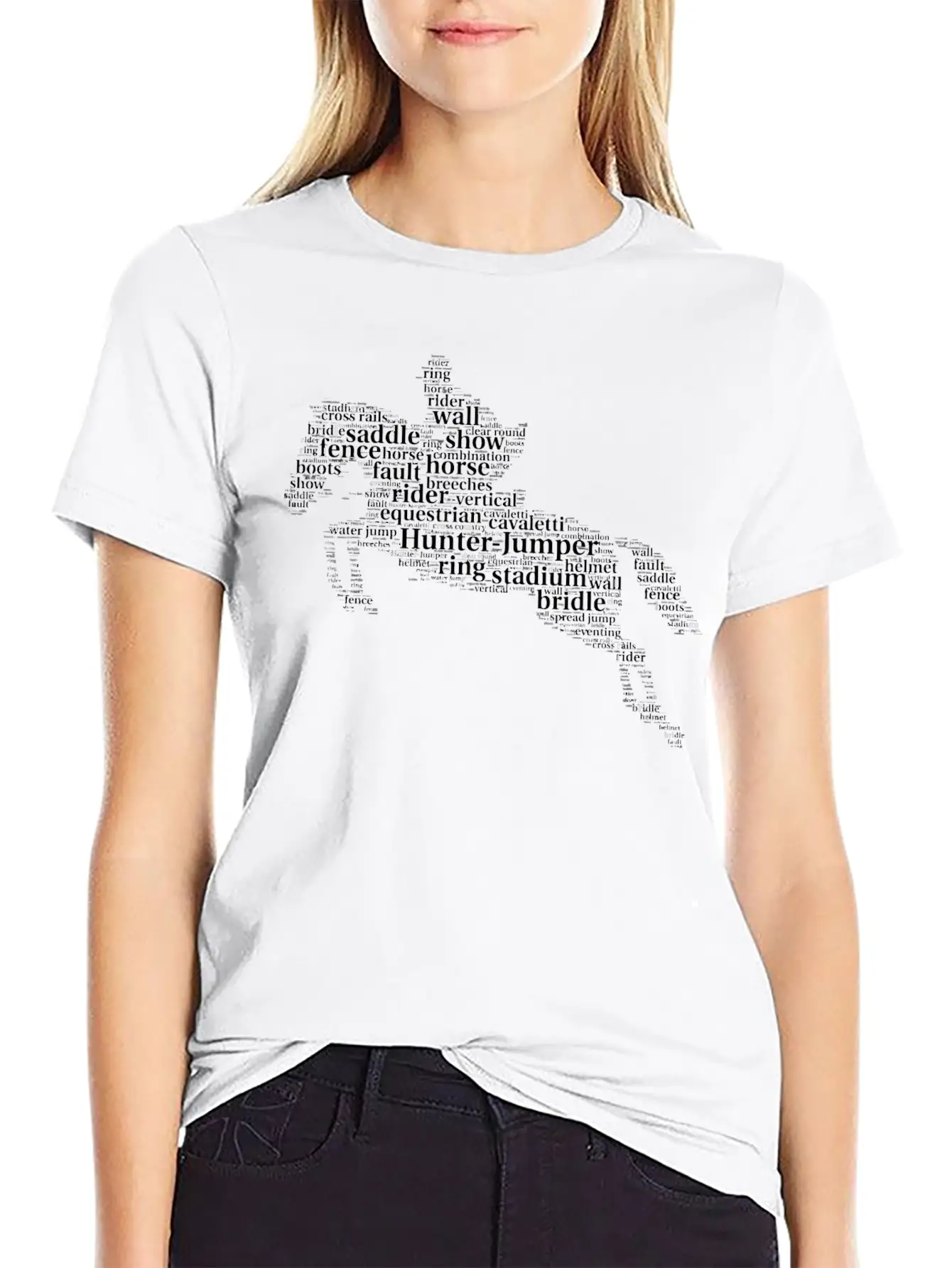 Horse Jumping Word Cloud For Horse Lovers Essential Cotton Tee For Daily Outfits – Unisex Style