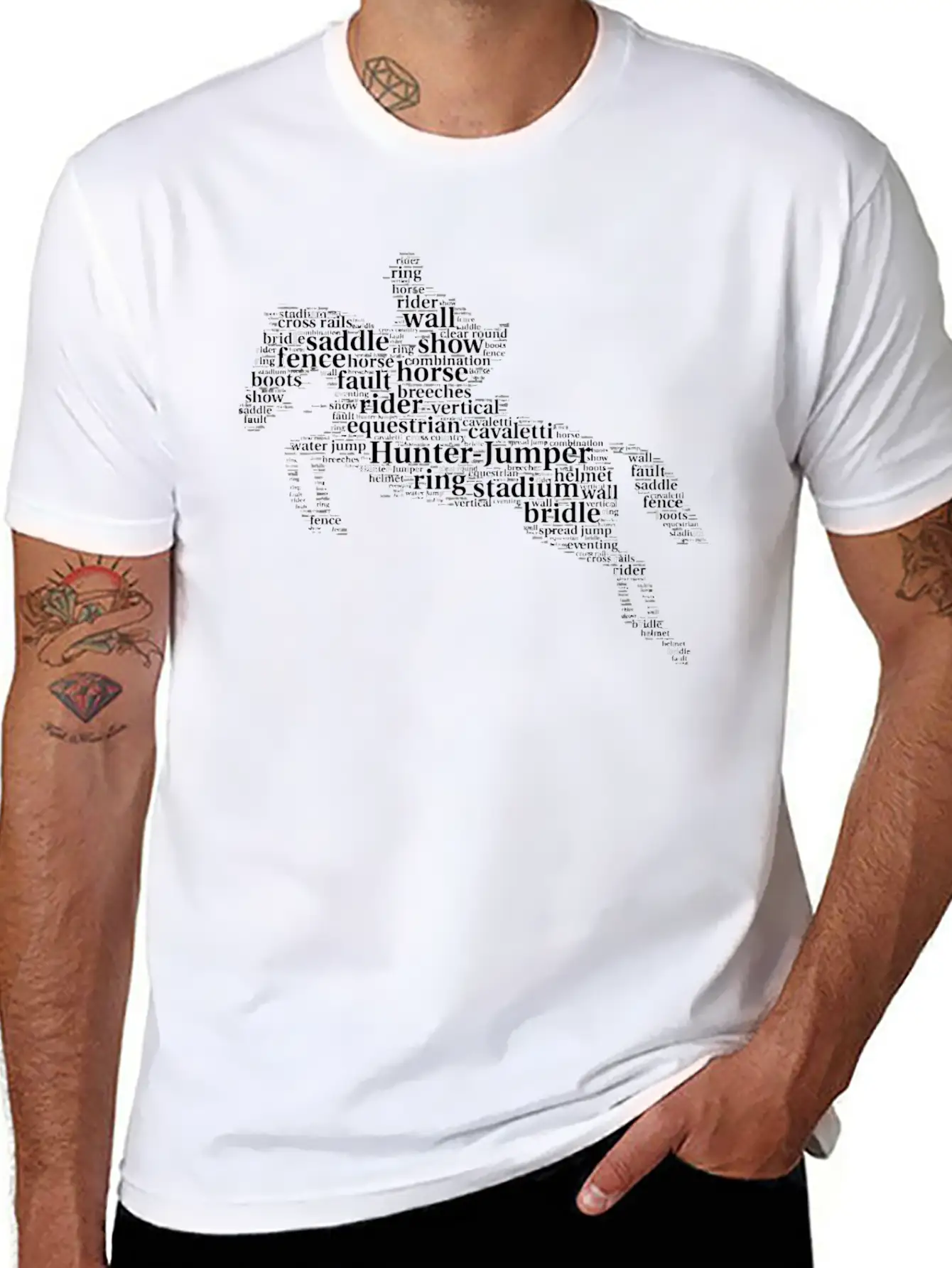Horse Jumping Word Cloud For Horse Lovers Essential Cotton Tee For Daily Outfits – Unisex Style
