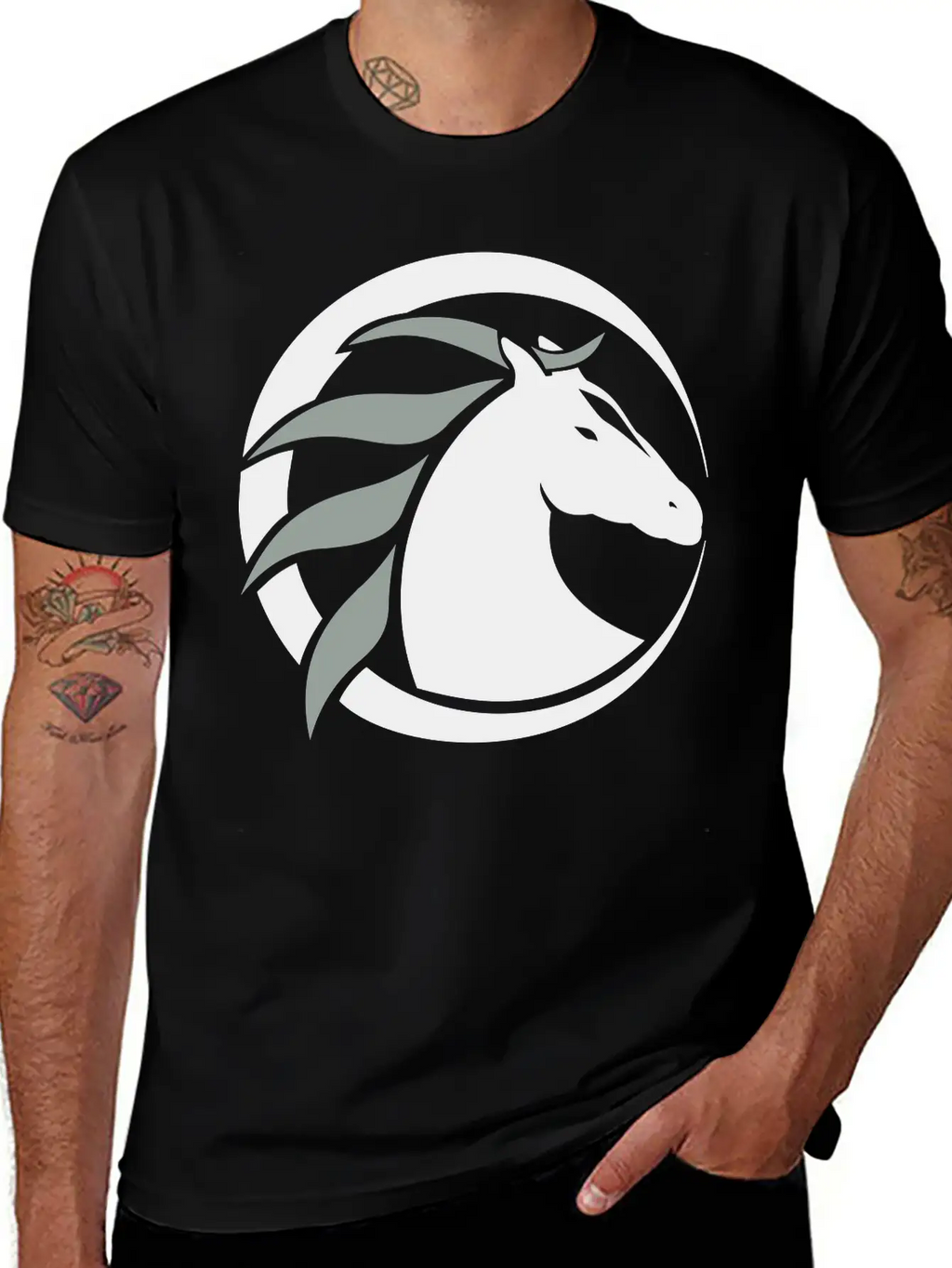 Horse Logo Unisex Casual T-Shirt – Clean Design For Daily Comfort