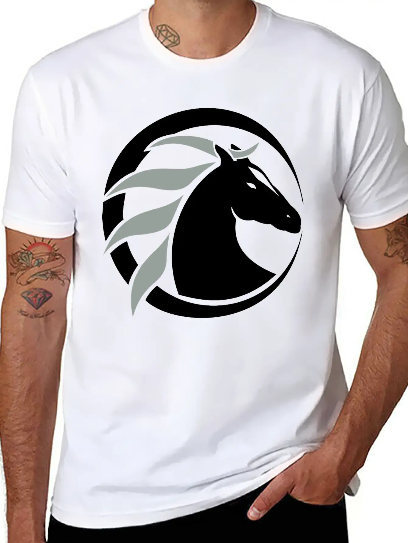 Horse Logo Unisex Casual T-Shirt – Clean Design For Daily Comfort