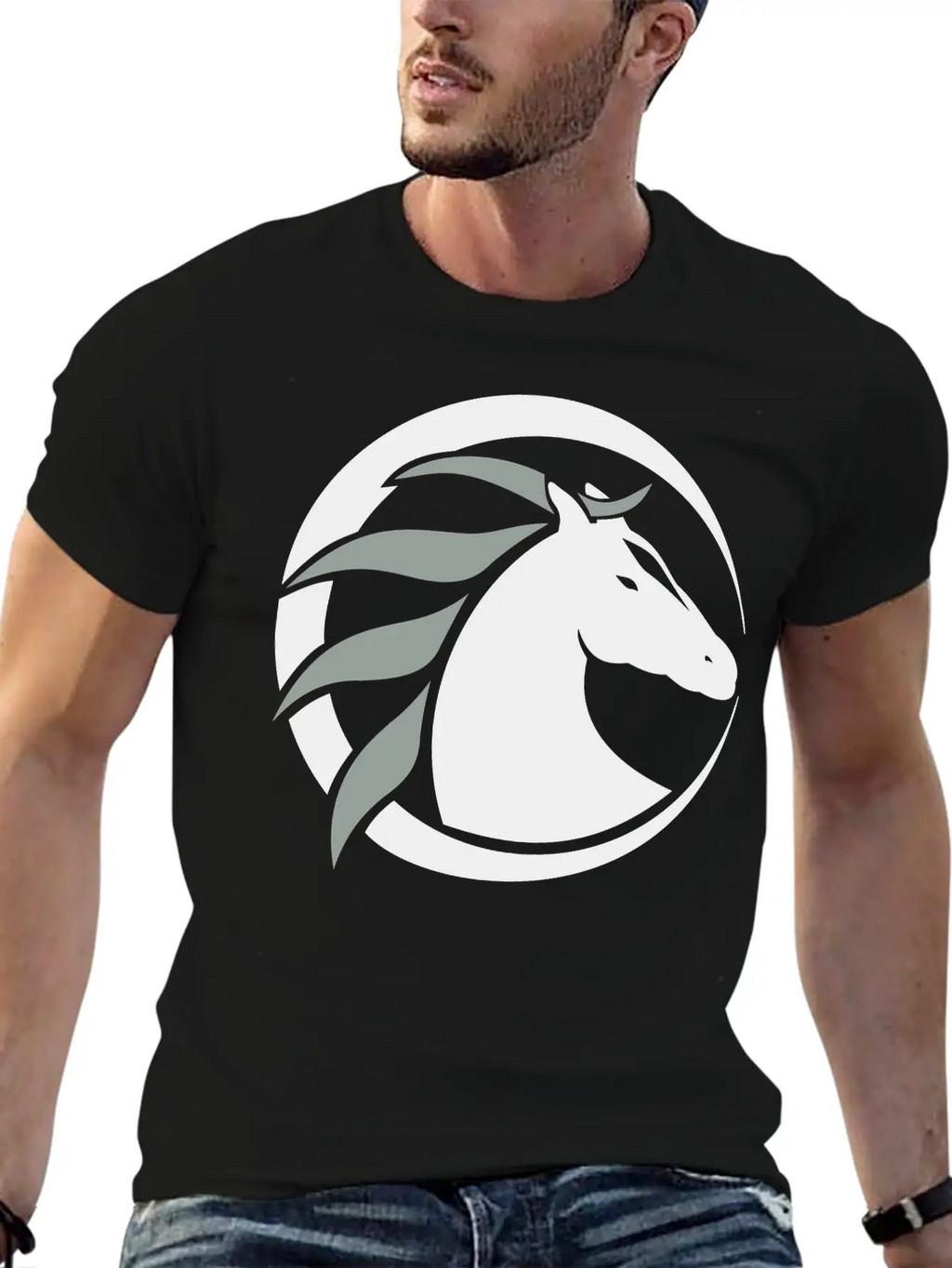 Horse Logo Unisex Casual T-Shirt – Clean Design For Daily Comfort
