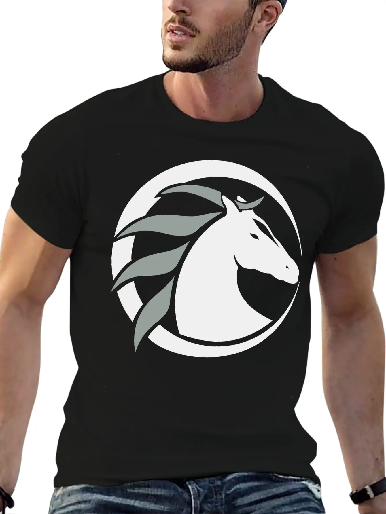 Horse Logo Unisex Casual T-Shirt – Clean Design For Daily Comfort