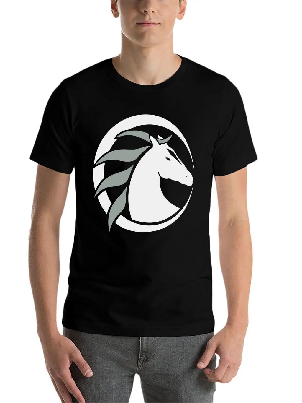 Horse Logo Unisex Casual T-Shirt – Clean Design For Daily Comfort