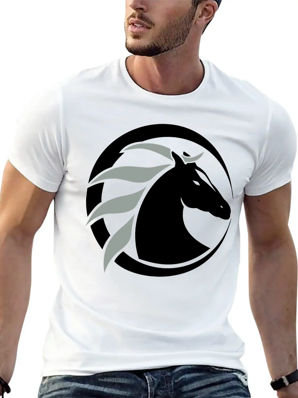 Horse Logo Unisex Casual T-Shirt – Clean Design For Daily Comfort