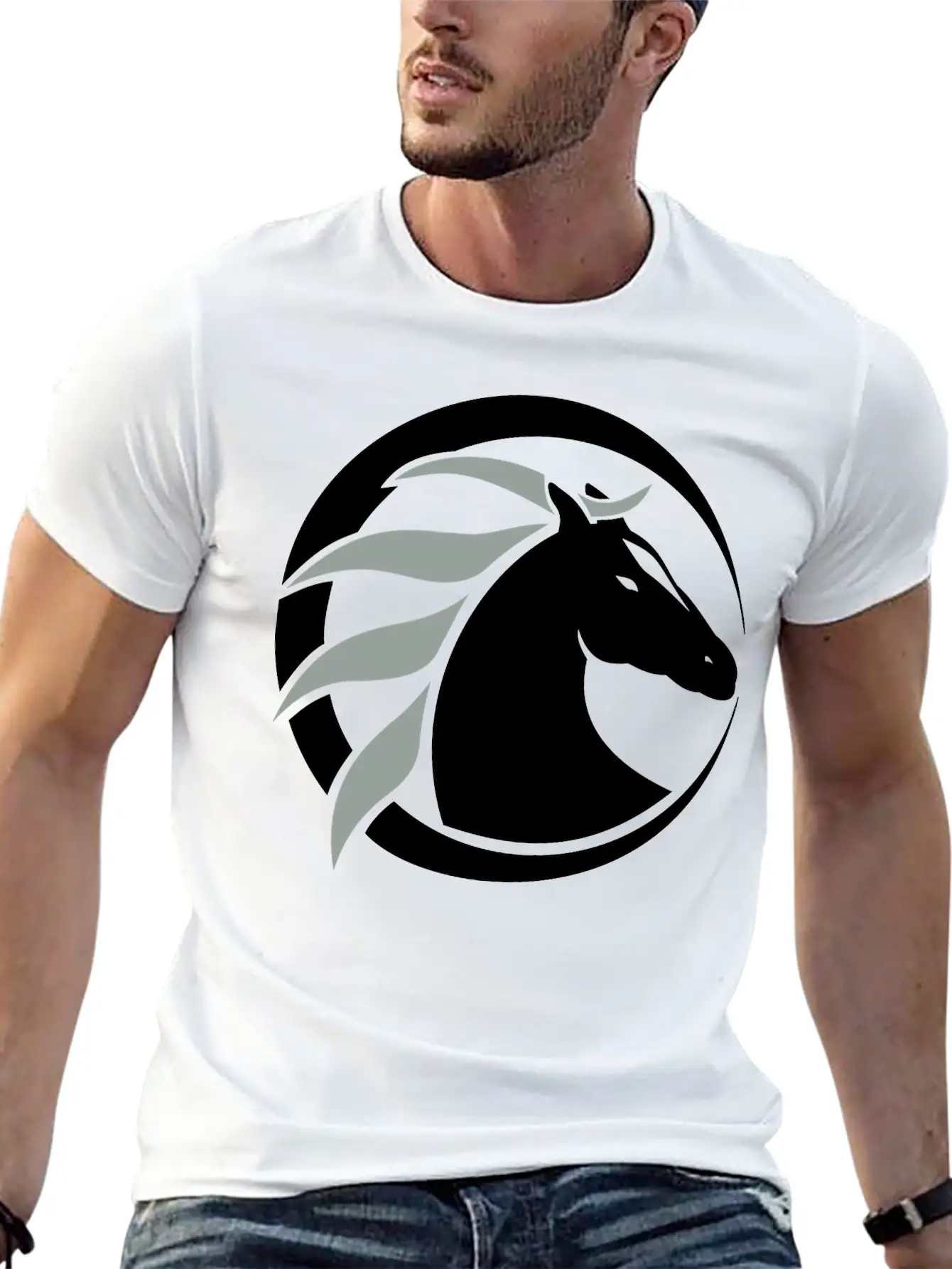 Horse Logo Unisex Casual T-Shirt – Clean Design For Daily Comfort