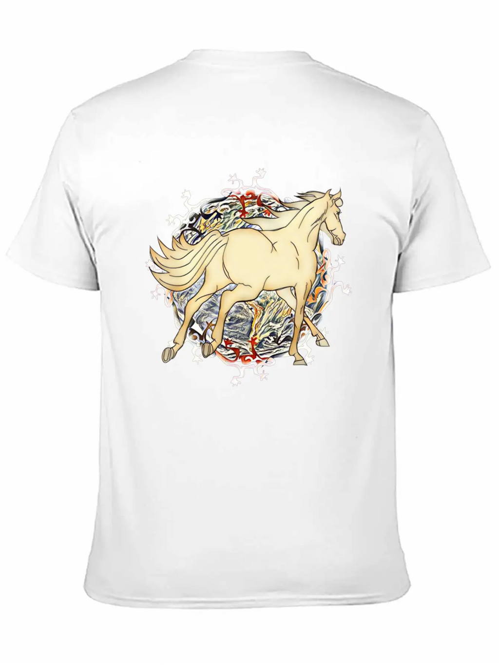 Horse - Magic Horse Motif Unisex Short Sleeve Soft Cotton T-Shirt – Casual Everyday Wear