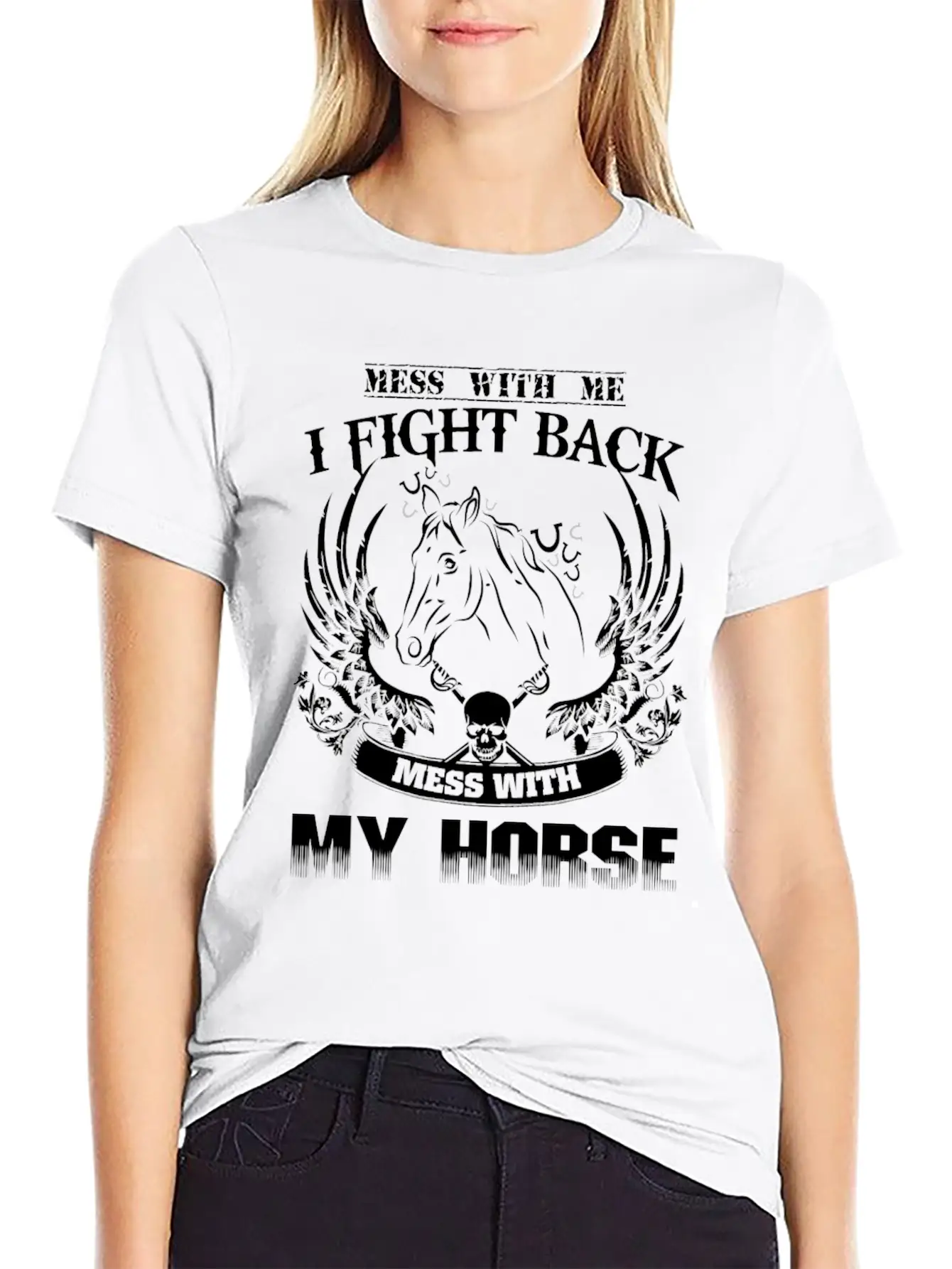 Horse - Mess With Them Theyll Never Find Your Bo Casual Graphic T-Shirt – Simple And Comfortable Daily Wear