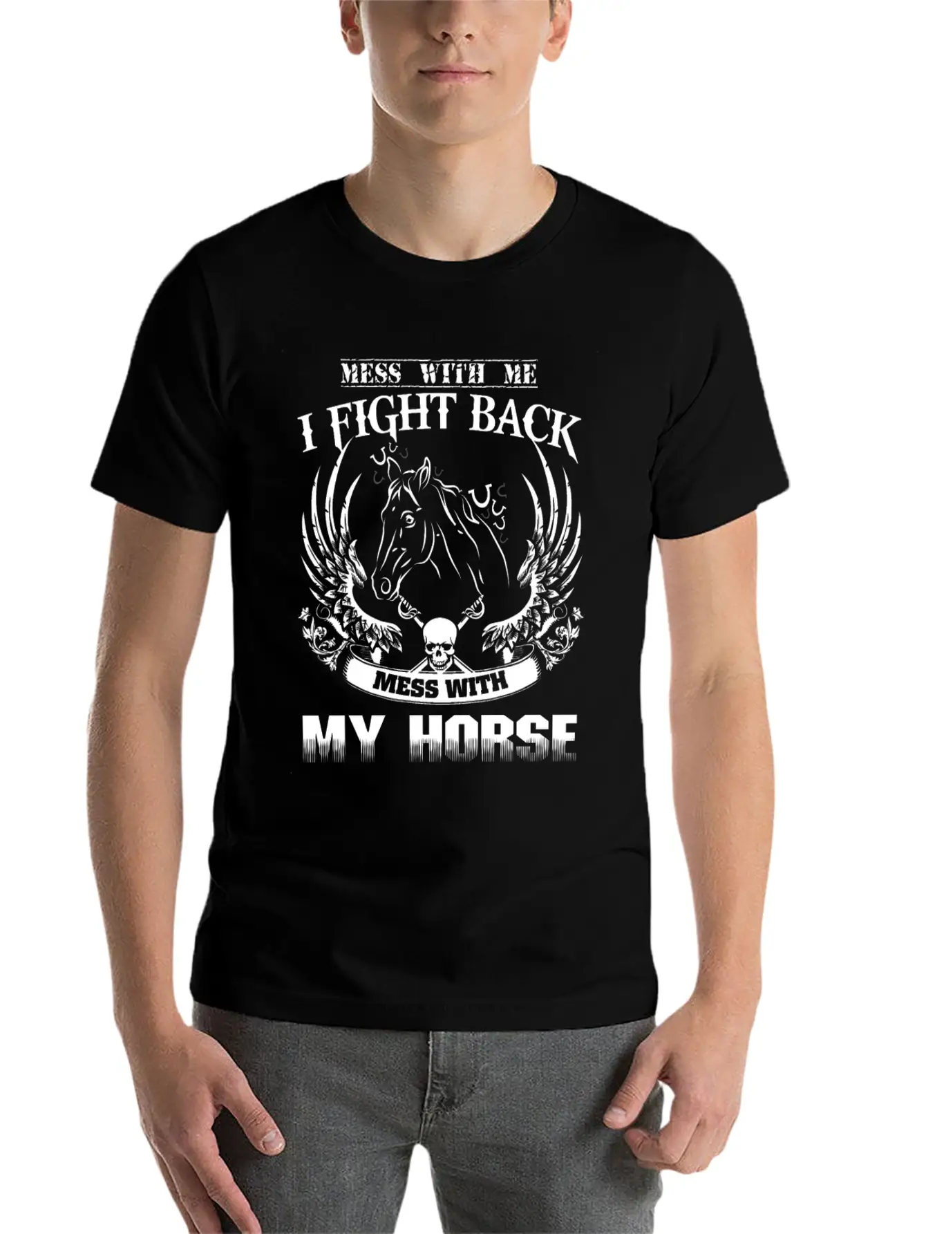 Horse - Mess With Them Theyll Never Find Your Bo Casual Graphic T-Shirt – Simple And Comfortable Daily Wear